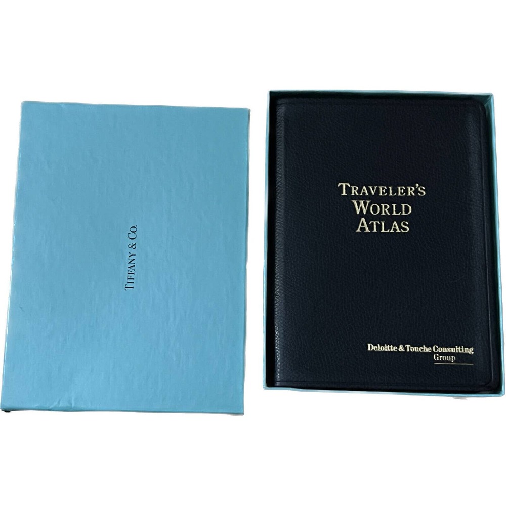 Tiffany & Co. Traveler's World Atlas Original Box Leather Bound Deloitte Gift